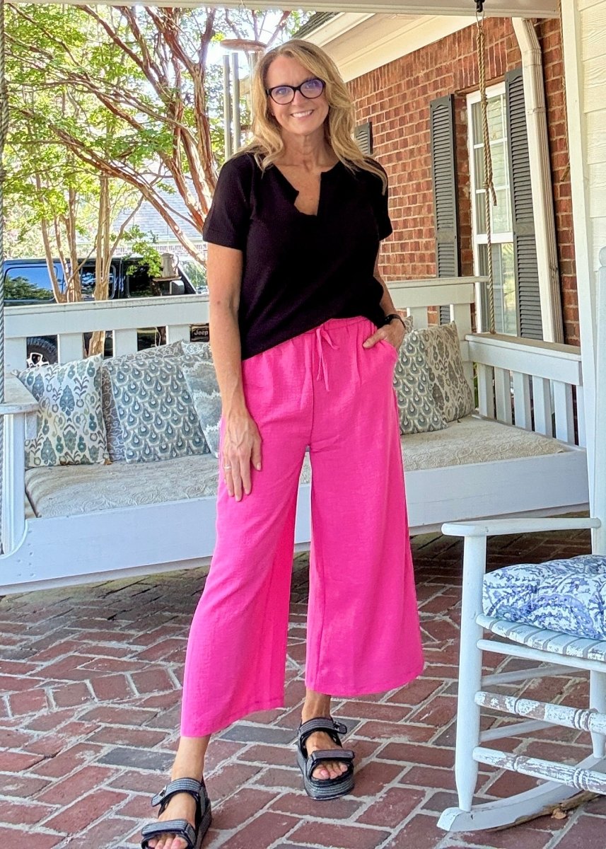 Crepe Cropped Pants - Fuchsia - Jimberly's Boutique - Olive Branch - Mississippi