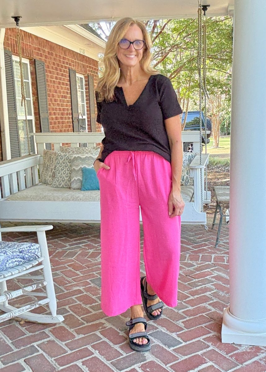 Crepe Cropped Pants - Fuchsia - Jimberly's Boutique - Olive Branch - Mississippi
