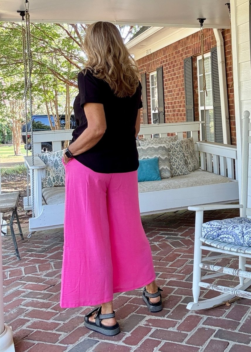 Crepe Cropped Pants - Fuchsia - Jimberly's Boutique - Olive Branch - Mississippi