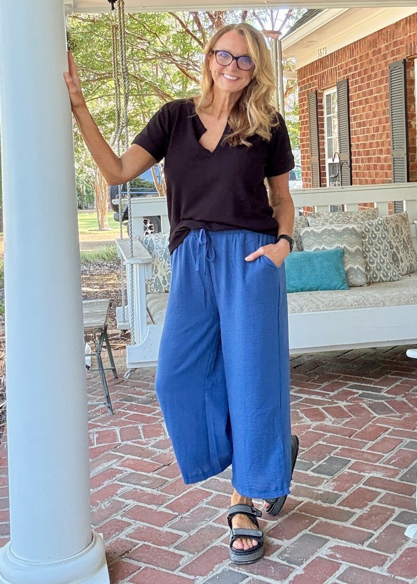 Crepe Cropped Pants - Lt Navy - Jimberly's Boutique - Olive Branch - Mississippi