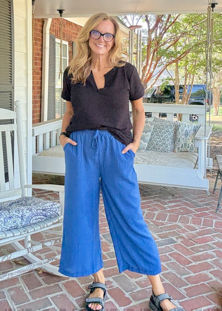 Crepe Cropped Pants - Lt Navy - Jimberly's Boutique - Olive Branch - Mississippi