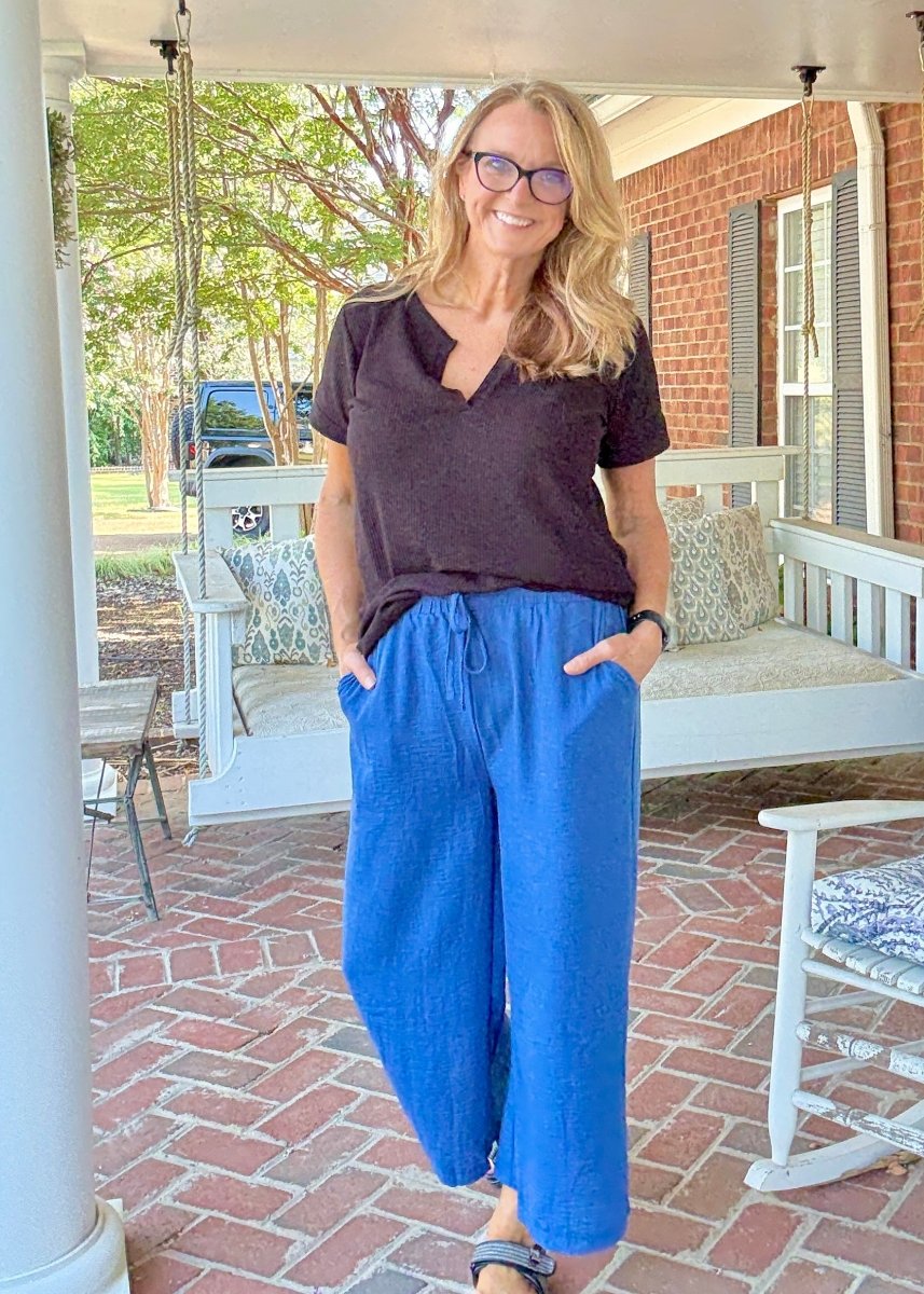Crepe Cropped Pants - Lt Navy - Jimberly's Boutique - Olive Branch - Mississippi