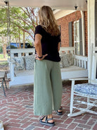 Crepe Cropped Pants - Lt Olive - Jimberly's Boutique - Olive Branch - Mississippi