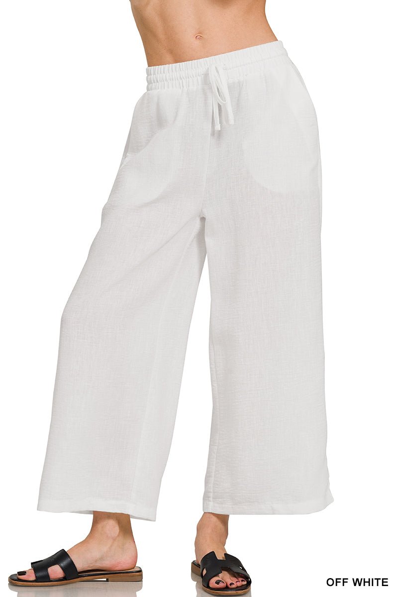 Crepe Cropped Pants - Off White - Jimberly's Boutique-Olive Branch-Mississippi