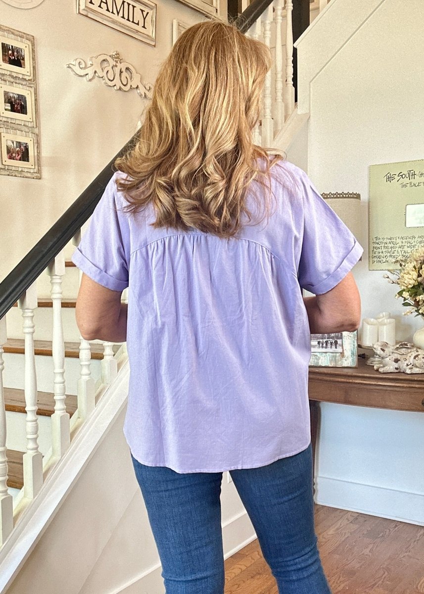 Crew Neck Babydoll Top - Lavender - Casual Top - Jimberly's Boutique - Olive Branch - Mississippi