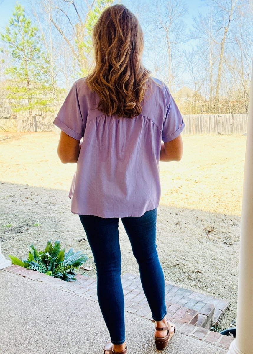 Crew Neck Babydoll Top - Lavender - Casual Top - Jimberly's Boutique - Olive Branch - Mississippi