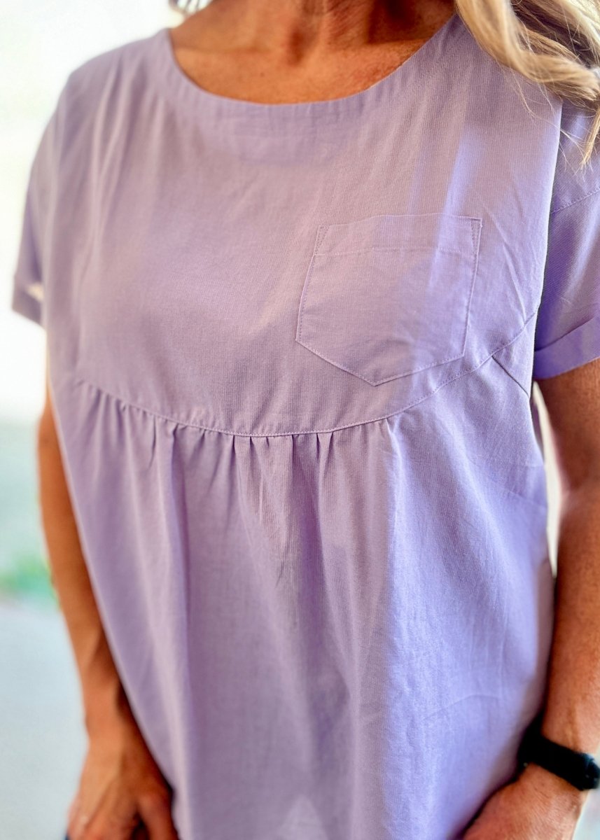 Crew Neck Babydoll Top - Lavender - Casual Top - Jimberly's Boutique - Olive Branch - Mississippi