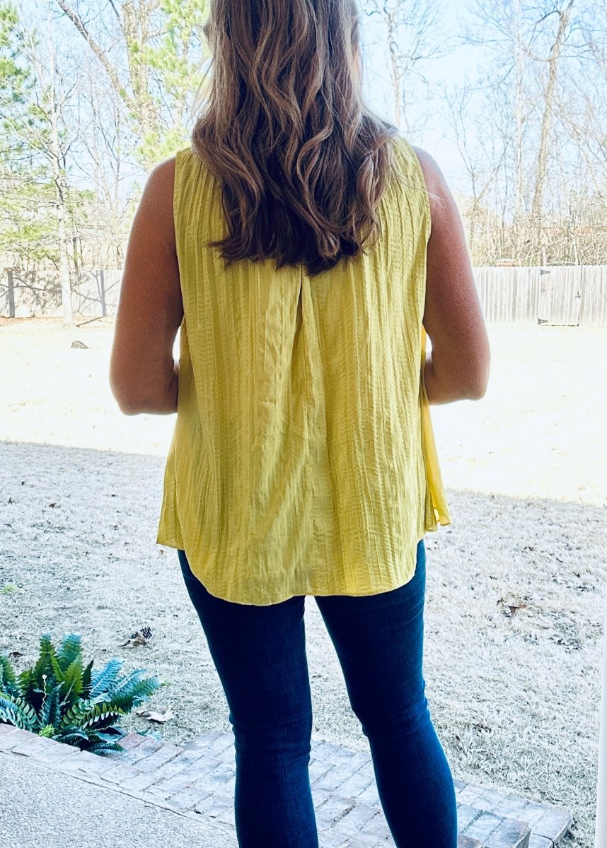 Crinkle Sleeveless Top - Dandelion - Jimberly's Boutique - Olive Branch - Mississippi