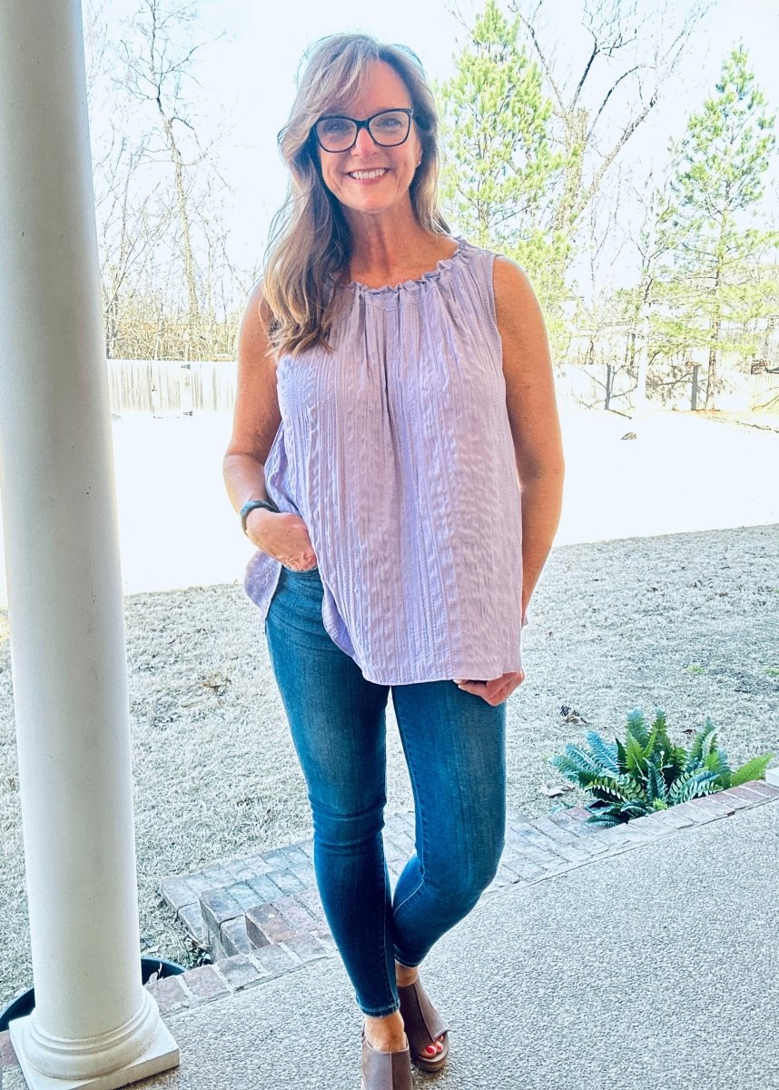 Crinkle Sleeveless Top - Lavender - Jimberly's Boutique - Olive Branch - Mississippi
