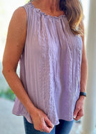 Crinkle Sleeveless Top - Lavender - Jimberly's Boutique - Olive Branch - Mississippi