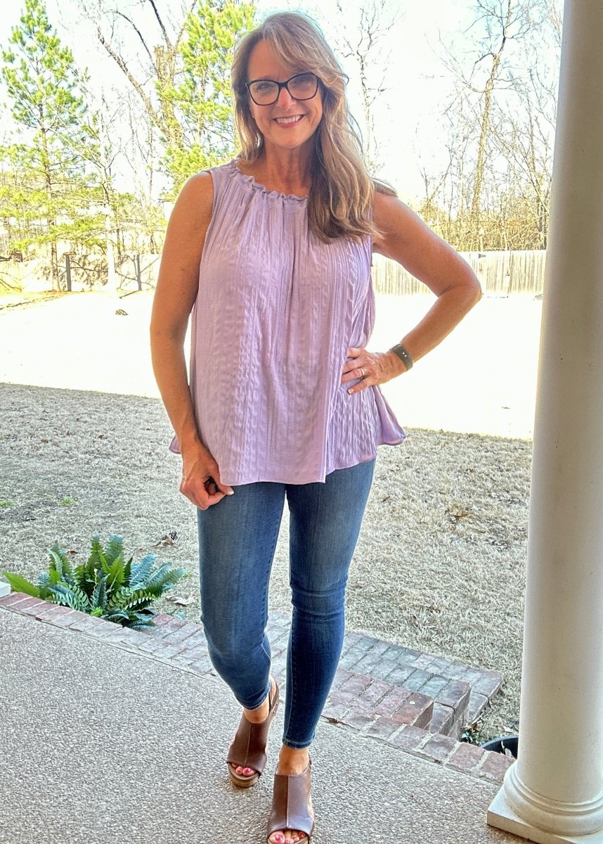 Crinkle Sleeveless Top - Lavender - Jimberly's Boutique - Olive Branch - Mississippi