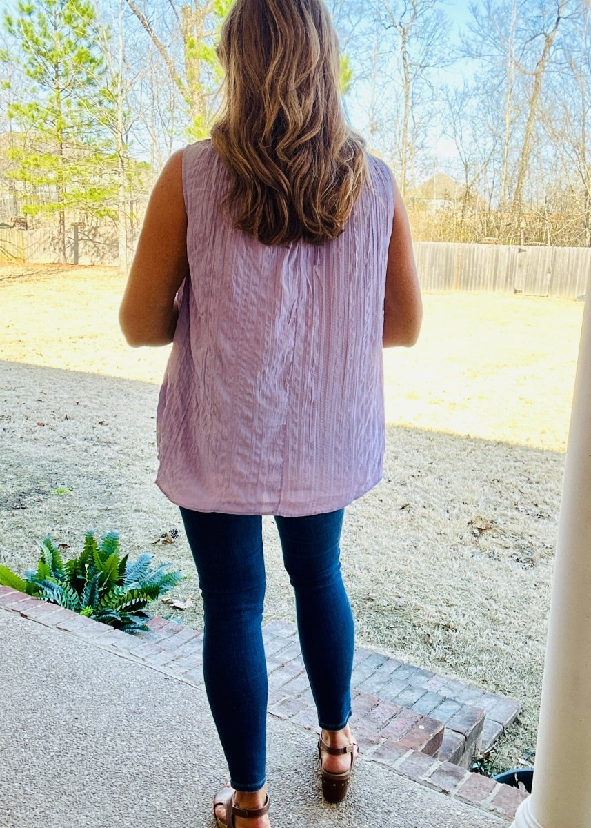 Crinkle Sleeveless Top - Lavender - Jimberly's Boutique - Olive Branch - Mississippi