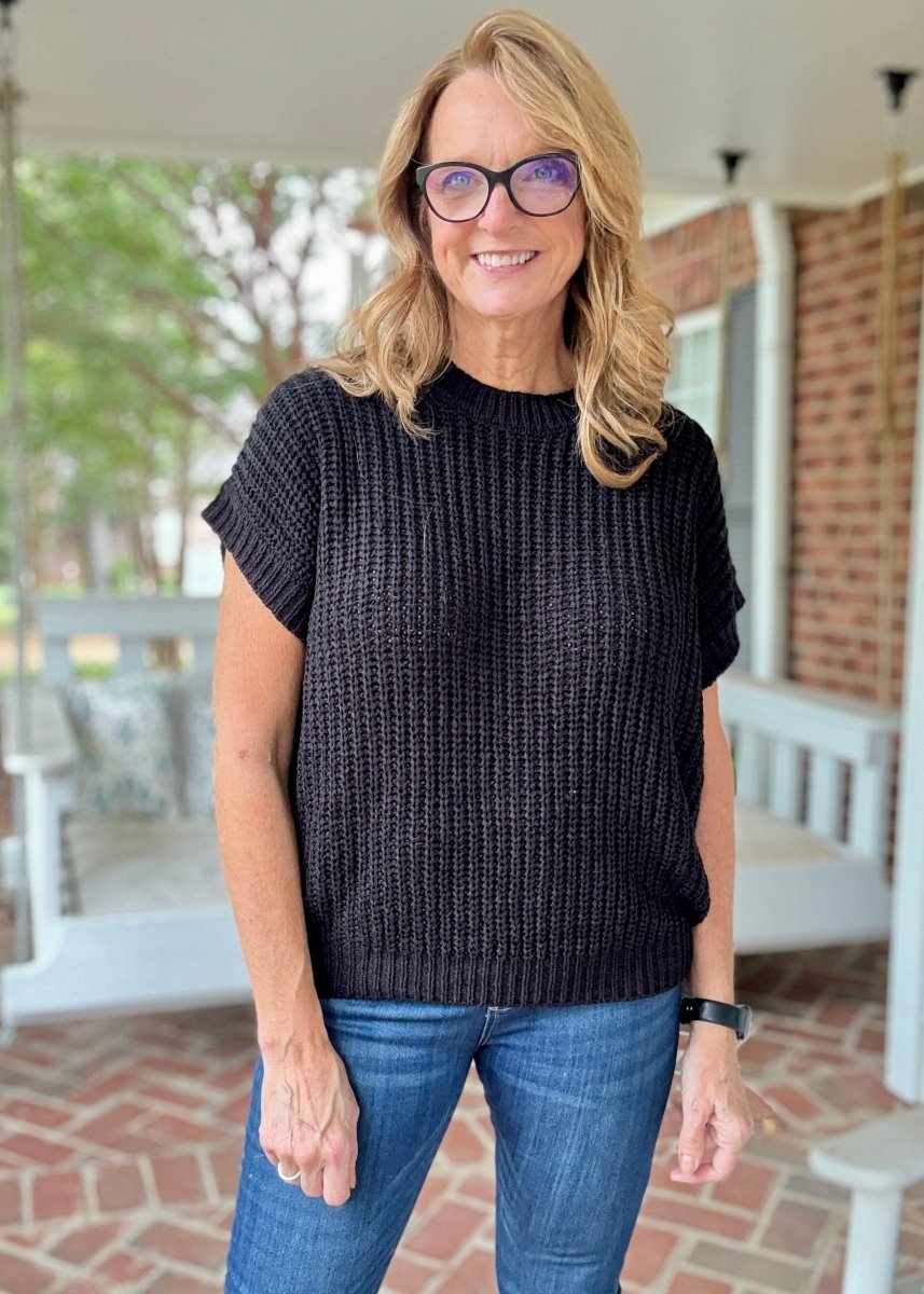 Crissy Short Sleeve Sweater - Black - Casual Sweater - Jimberly's Boutique - Olive Branch - Mississippi