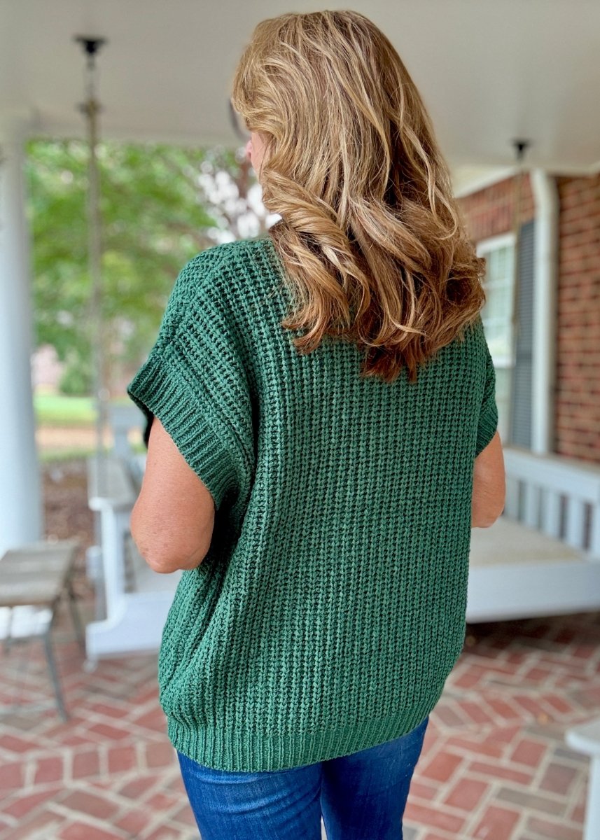 Crissy Short Sleeve Sweater - Dark Green - Casual Sweater - Jimberly's Boutique - Olive Branch - Mississippi