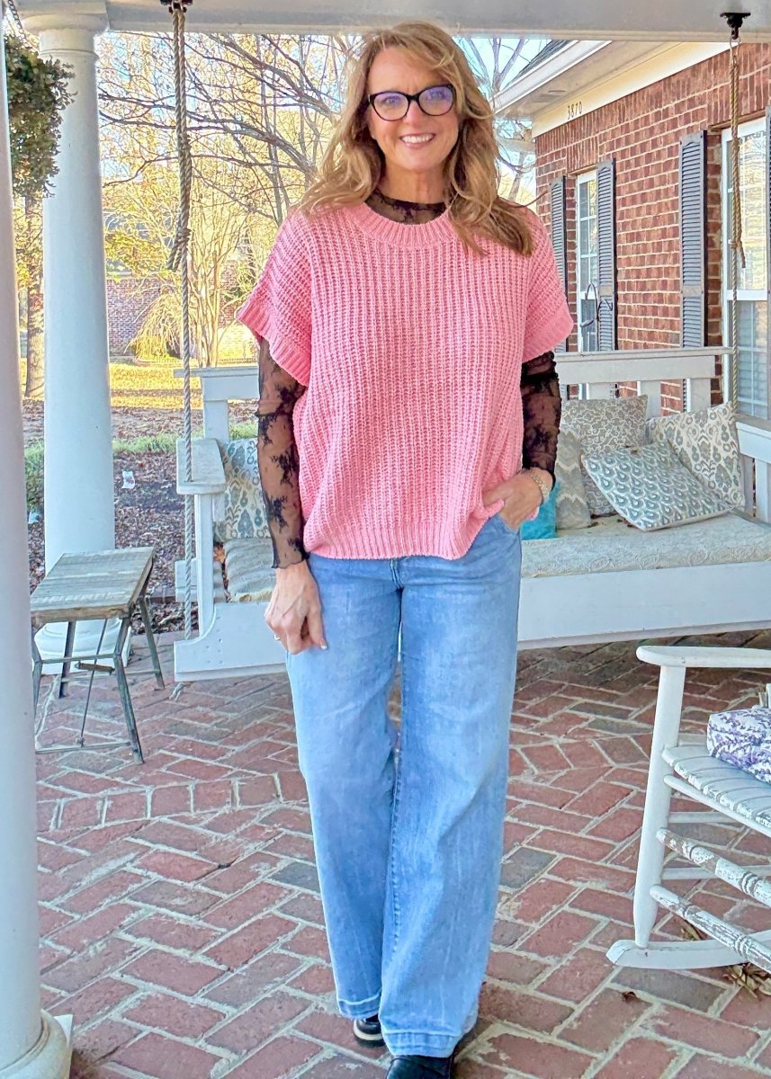 Crissy Short Sleeve Sweater - Dark Pink - Casual Sweater - Jimberly's Boutique - Olive Branch - Mississippi