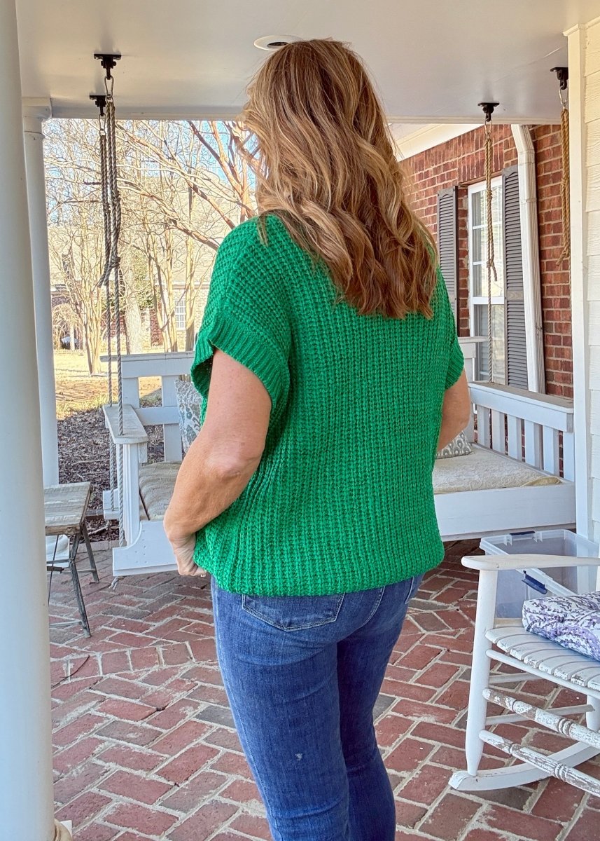 Crissy Short Sleeve Sweater - Kelly Green - Casual Sweater - Jimberly's Boutique - Olive Branch - Mississippi