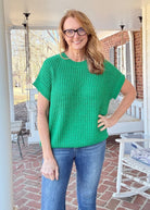 Crissy Short Sleeve Sweater - Kelly Green - Casual Sweater - Jimberly's Boutique - Olive Branch - Mississippi