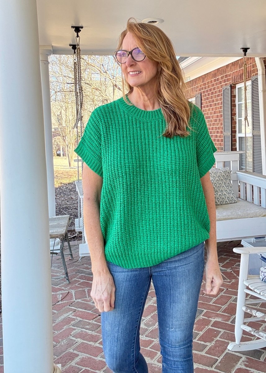 Crissy Short Sleeve Sweater - Kelly Green - Casual Sweater - Jimberly's Boutique - Olive Branch - Mississippi