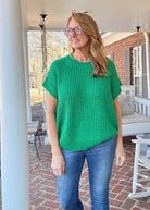 Crissy Short Sleeve Sweater - Kelly Green - Casual Sweater - Jimberly's Boutique - Olive Branch - Mississippi