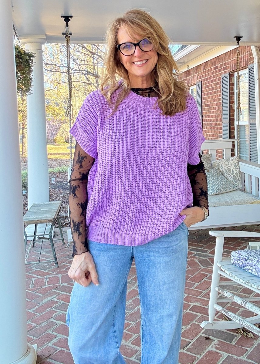 Crissy Short Sleeve Sweater - Lavender - Casual Sweater - Jimberly's Boutique - Olive Branch - Mississippi