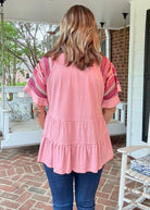 Crochet Striped Sleeve Top | Umgee - Casual Top - Jimberly's Boutique - Olive Branch - Mississippi