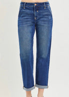 Cropped Boyfriend Jeans w Cuffed Hem | Risen - jeans -Jimberly's Boutique-Olive Branch-Mississippi