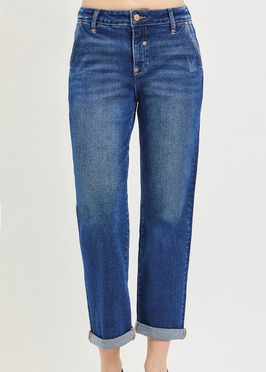 Cropped Boyfriend Jeans w Cuffed Hem | Risen - jeans -Jimberly's Boutique-Olive Branch-Mississippi