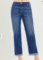 Cropped Boyfriend Jeans w Cuffed Hem | Risen - jeans -Jimberly's Boutique-Olive Branch-Mississippi