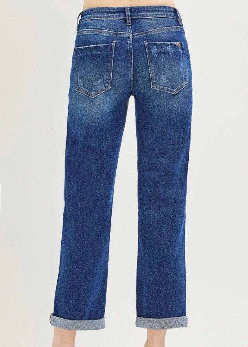Cropped Boyfriend Jeans w Cuffed Hem | Risen - jeans -Jimberly's Boutique-Olive Branch-Mississippi