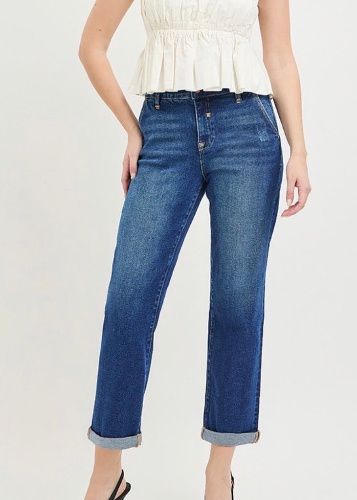 Cropped Boyfriend Jeans w Cuffed Hem | Risen - jeans -Jimberly's Boutique-Olive Branch-Mississippi