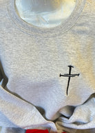 Cross of Nails | Embroidered | Sweatshirt | Grey - Embroidered Sweatshirt - Jimberly's Boutique - Olive Branch - Mississippi