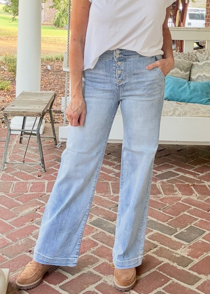 Custer Button Up Wide Leg Jeans| Risen - risen jeans - Jimberly's Boutique - Olive Branch - Mississippi