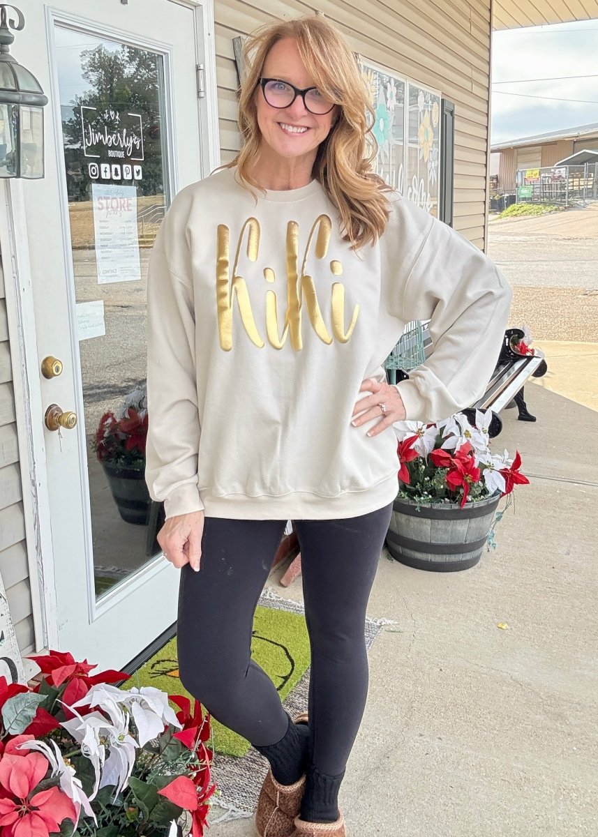 Custom Gold Puff Sweatshirt - Casual Sweatshirt - Jimberly's Boutique - Olive Branch - Mississippi