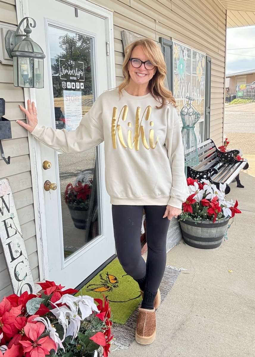 Custom Gold Puff Sweatshirt - Casual Sweatshirt - Jimberly's Boutique - Olive Branch - Mississippi