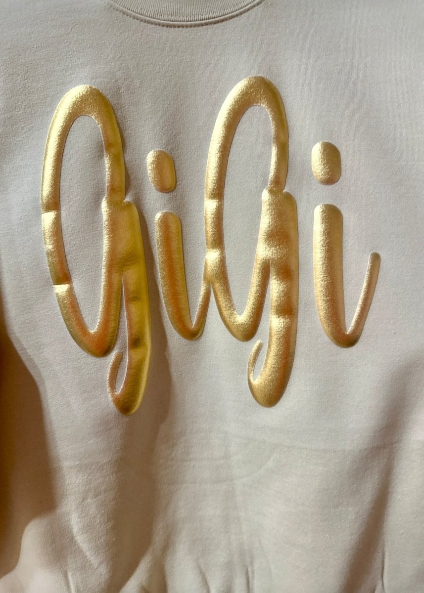 Custom Gold Puff Sweatshirt - Casual Sweatshirt - Jimberly's Boutique - Olive Branch - Mississippi