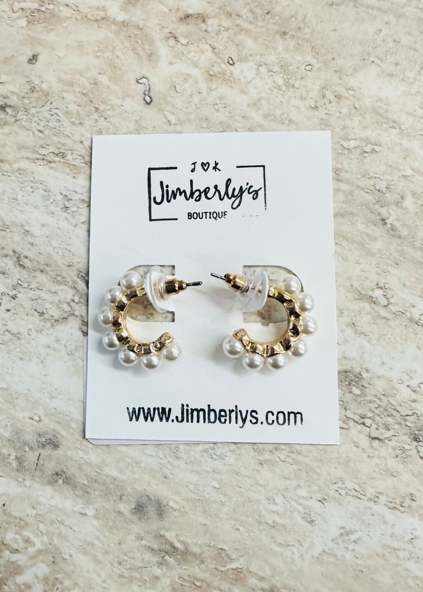 Dainty Pearl Hoop Earrings - Earrings - Jimberly's Boutique - Olive Branch - Mississippi