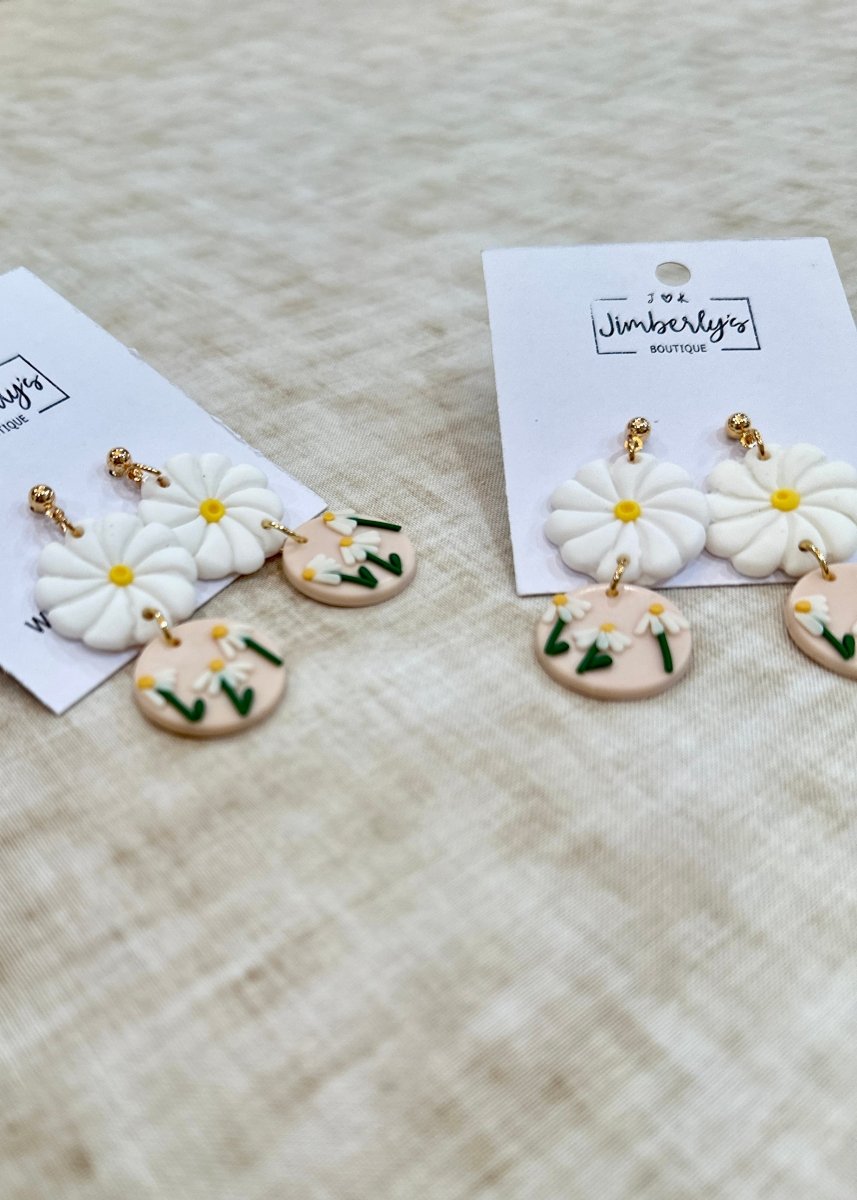 Daisy Clay Dangle Earrings - Earrings - Jimberly's Boutique - Olive Branch - Mississippi