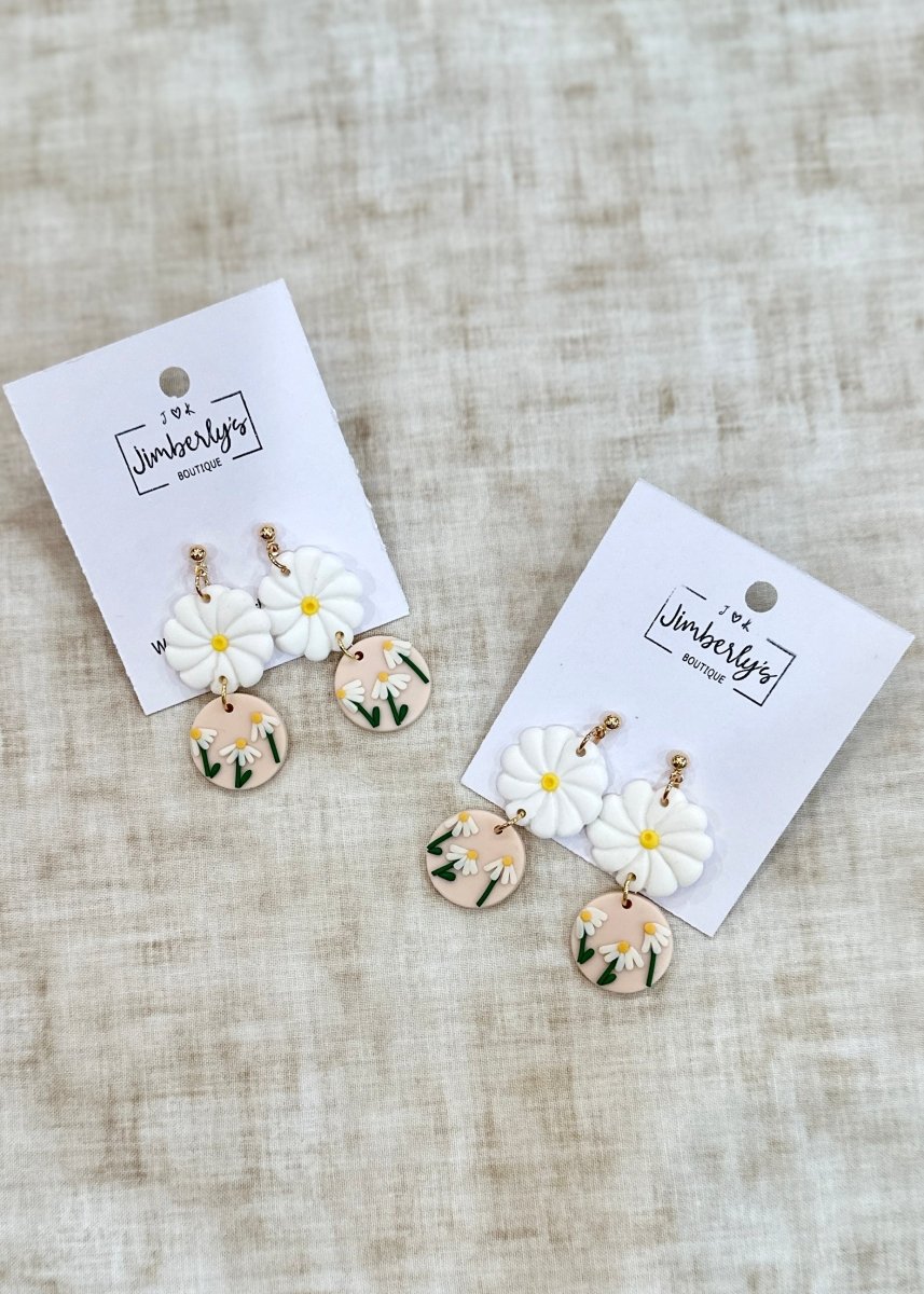 Daisy Clay Dangle Earrings - Earrings - Jimberly's Boutique - Olive Branch - Mississippi