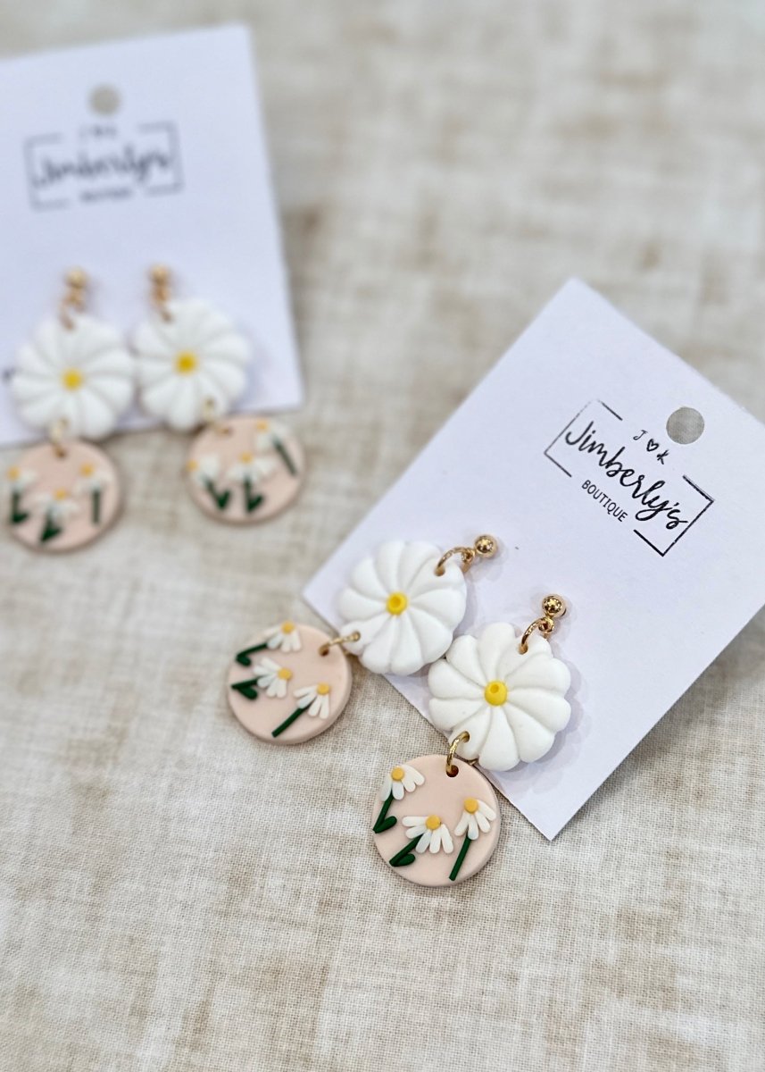 Daisy Clay Dangle Earrings - Earrings - Jimberly's Boutique - Olive Branch - Mississippi