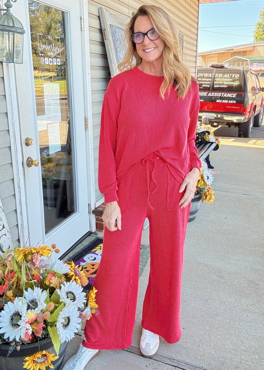 Darcy Lounge Set - Red - pants set -Jimberly's Boutique-Olive Branch-Mississippi