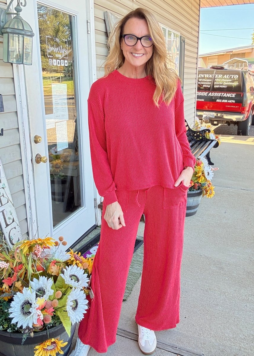 Darcy Lounge Set - Red - pants set -Jimberly's Boutique-Olive Branch-Mississippi
