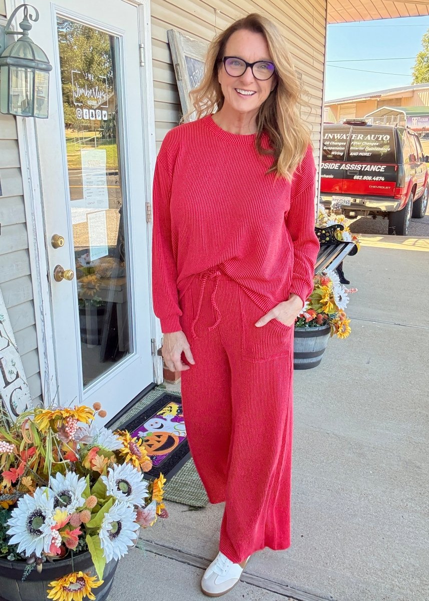Darcy Lounge Set - Red - pants set -Jimberly's Boutique-Olive Branch-Mississippi