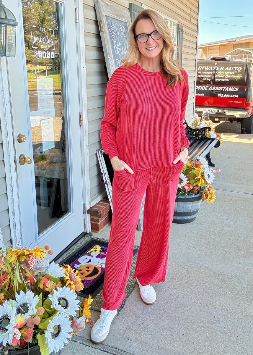 Darcy Lounge Set - Red - pants set -Jimberly's Boutique-Olive Branch-Mississippi
