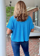 Darlene Drop Shoulder V Neck Sweater - Deep Sky - Casual Sweater - Jimberly's Boutique - Olive Branch - Mississippi
