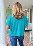 Darlene Drop Shoulder V Neck Sweater - Lt Teal - Casual Sweater - Jimberly's Boutique - Olive Branch - Mississippi