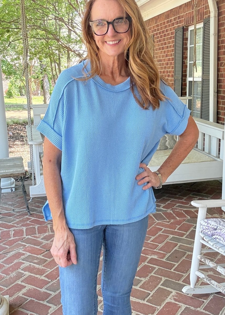 Day In The Life Top - Sky Blue - Zenana Casual Top -Jimberly's Boutique-Olive Branch-Mississippi