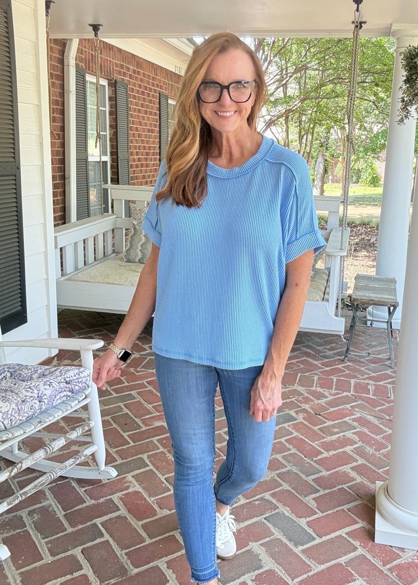 Day In The Life Top - Sky Blue - Zenana Casual Top -Jimberly's Boutique-Olive Branch-Mississippi