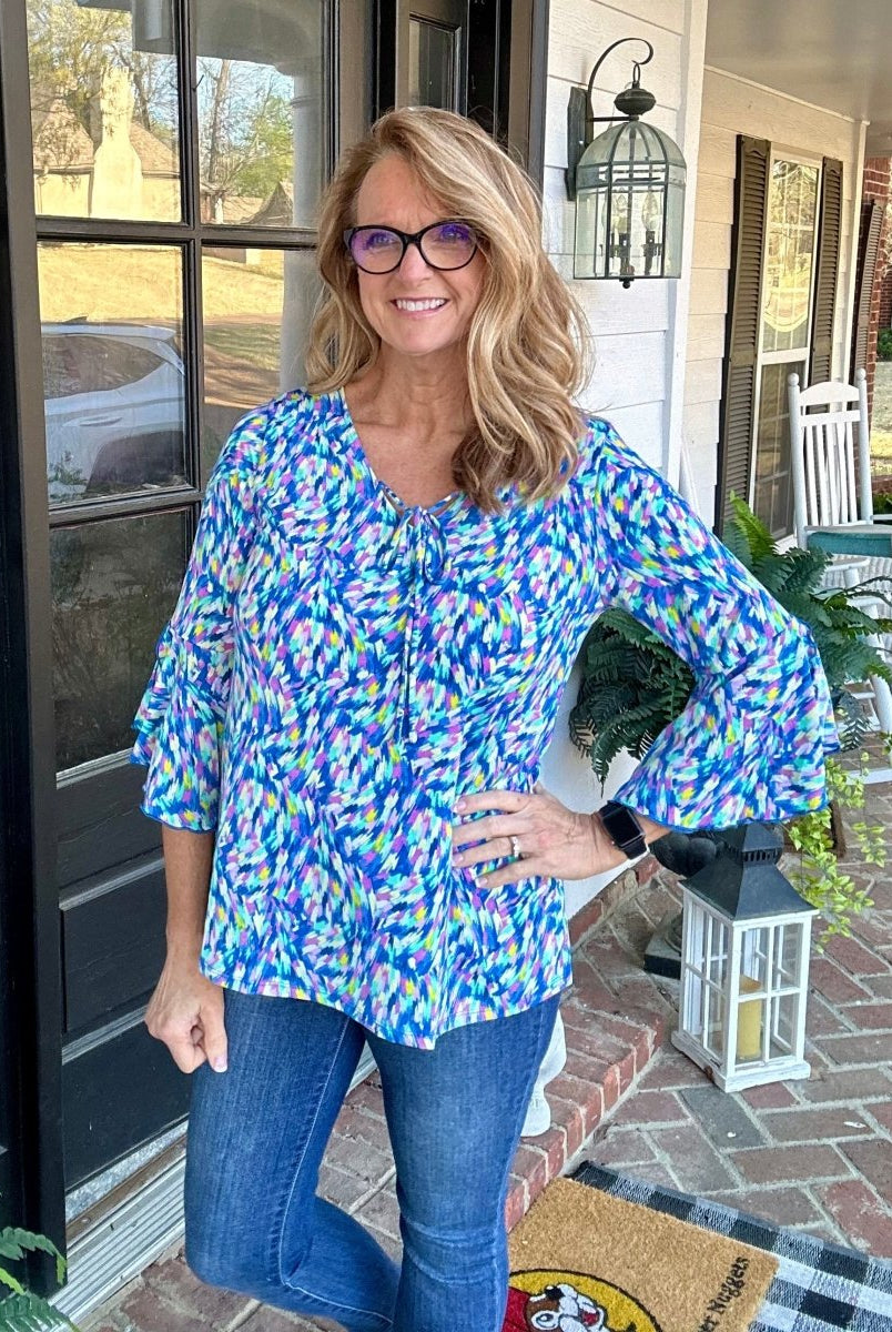 Dear Scarlett Royal Multi Waterfall Top - Casual Top -Jimberly's Boutique-Olive Branch-Mississippi