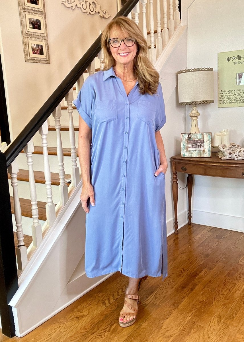 Denim Blue Button Down Midi Dress | Umgee - Casual Dress - Jimberly's Boutique - Olive Branch - Mississippi