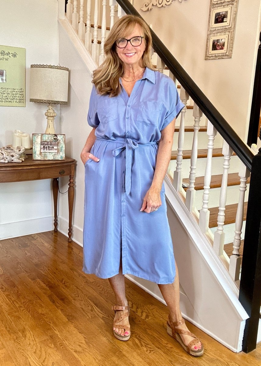 Denim Blue Button Down Midi Dress | Umgee S Denim Blue Button Down Midi Dress | Umgee S